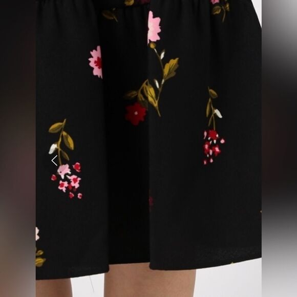 kate spade L Ma Cherie In Bloom Black Floral Smocked Waist Tiered A Line Dress - Picture 14 of 16